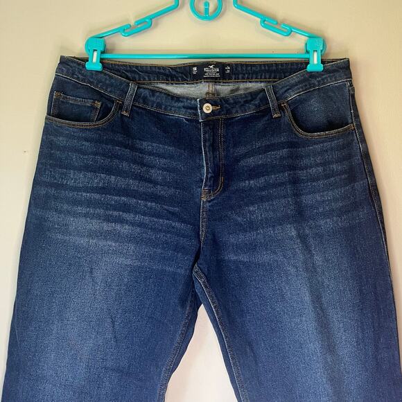 NWT! Hollister Dark Wash Low-Rise Dad Jean Outer Ankle Slit Size 19R W34 L31 - Picture 6 of 12